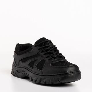 Мъжки спортни обувки, Мъжки спортни обувки черни  от еко кожа и текстилен материал  Amedeo - Kalapod.bg