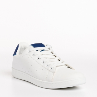 Мъжки спортни обувки, Мъжки спортни обувки бели със синьо от еко кожа Valeriano - Kalapod.bg