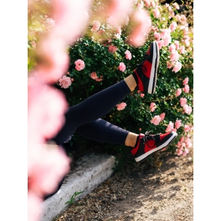 Дамски спортни обувки червени с черно от екологична кожа Remmie - Kalapod.bg