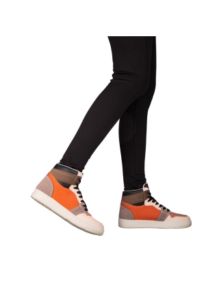 Дамски спортни обувки, Дамски спортни обувки оранжеви  от еко кожа Aсиви sha - Kalapod.bg