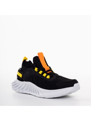 Мъжки обувки, Мъжки спортни обувки черни със жълто от текстилен материал Denyz - Kalapod.bg