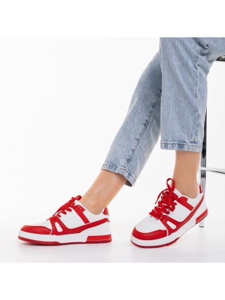 Дамски спортни обувки, Дамски спортни обувки червени  от еко кожа  Asterva - Kalapod.bg