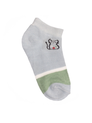 Детски чорапи, К-т 2 чифта детски къси чорапи J-C066 зелени с мишка - Kalapod.bg