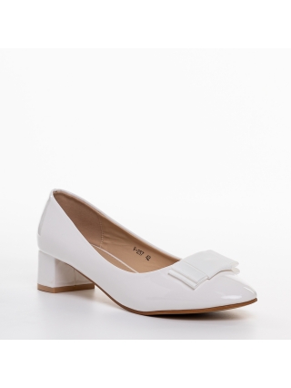Дамски обувки с ток, Дамски обувки с ток бели от еко кожа  Grayson - Kalapod.bg