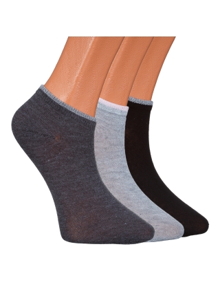 Дамски чорапи, Комплект от 3 броя дамски чорапи тъмно сиви, светло сиви и черни с брокат BD-1085 - Kalapod.bg