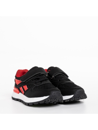 Обувки за деца, Детски спортни обувки  черни  с червено e от текстилен материал  Venetta - Kalapod.bg