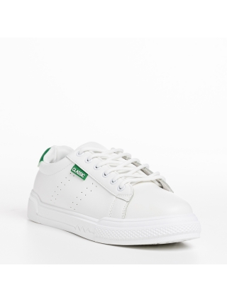 Дамски спортни обувки, Дамски спортни обувки бели със зелено от еко кожа  Ruba - Kalapod.bg