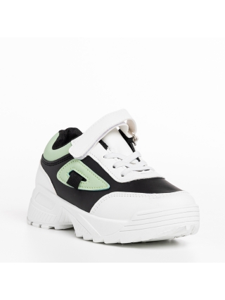 Обувки за деца, Детски спортни обувки  черни със зелено от еко кожа  Rumaysa - Kalapod.bg