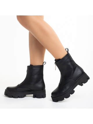 Чизми с платформа, Дамски чизми  черни  от еко кожа  Clarisse - Kalapod.bg