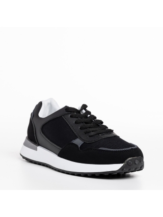 Мъжки спортни обувки, Мъжки спортни обувки   черни от еко кожа и текстилен материал  Logan - Kalapod.bg