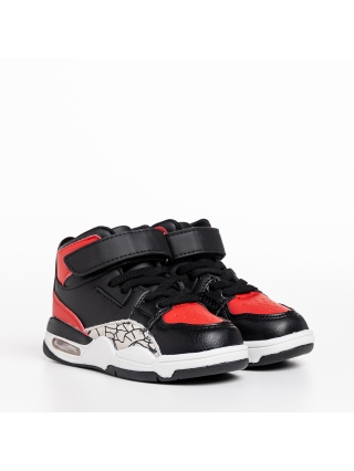 Детски спортни обувки, Детски спортни обувки  черни с червено от еко кожа  Jaxon - Kalapod.bg
