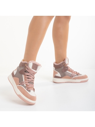 Дамски спортни обувки, Дамски спортни обувки  розови  от еко кожа  и текстилен материал Reveca - Kalapod.bg