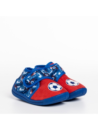 Обувки за деца, Детски чехли  червени със синьо от текстилен материал  Solina - Kalapod.bg