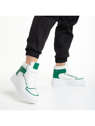 Дамски спортни обувки, Дамски спортни обувки  бели със зелено от еко кожа  Naila - Kalapod.bg
