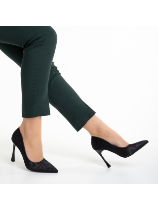 Обувки с висок Ток, Дамски обувки  черни  от текстилен материал  Zaida - Kalapod.bg