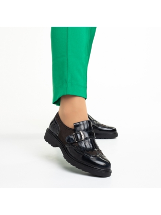 Дамски обувки с ток, Дамски обувки  черни от лачена еко кожа Evianna - Kalapod.bg