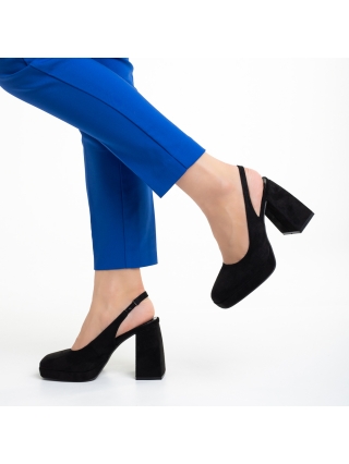 Обувки с Ток, Дамски обувки  черни от текстилен материал  с ток  Dalaina - Kalapod.bg