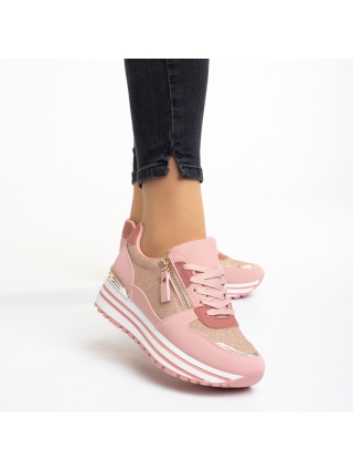 Дамски спортни обувки, Дамски спортни обувки  розови  от текстилен материал  Gisela - Kalapod.bg