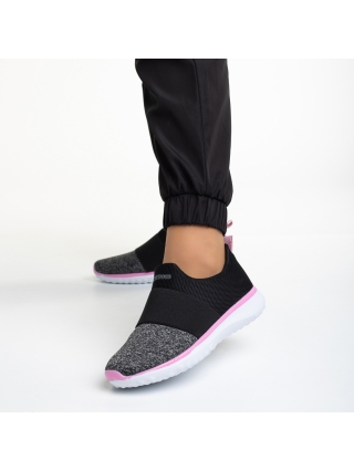 Дамски спортни обувки  черни със сиво от текстилен материал  Sisto - Kalapod.bg
