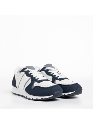 Мъжки обувки, Мъжки спортни обувки  бели със синьо  от текстилен материал  Lorenzo - Kalapod.bg