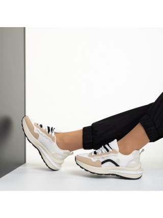 Дамски спортни обувки, Дамски спортни обувки  бежови от текстилен материал  Natalina - Kalapod.bg