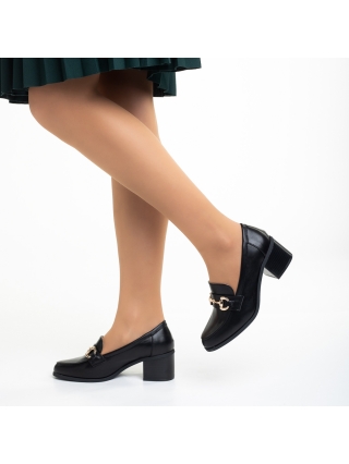 Дамски обувки с ток, Дамски обувки  черни  от еко кожа с ток  Felicienne - Kalapod.bg