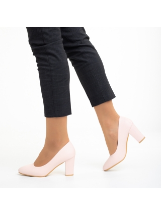 Дамски обувки с ток, Дамски обувки  розови  от еко кожа с ток  Lyra - Kalapod.bg