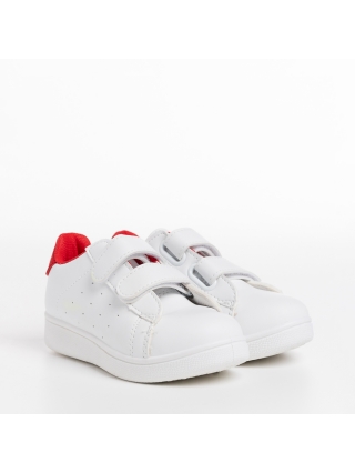 Детски спортни обувки, Детски спортни обувки  бели  с  червено от еко кожа   Artio - Kalapod.bg