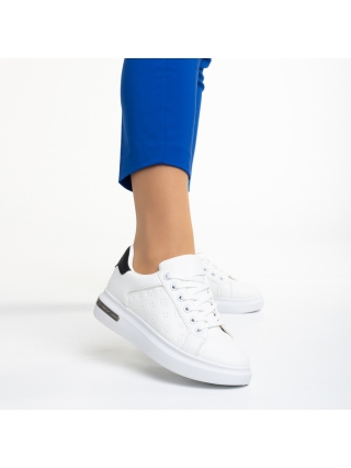 Дамски спортни обувки, Дамски спортни обувки  бели с черно от еко кожа  Denesha - Kalapod.bg