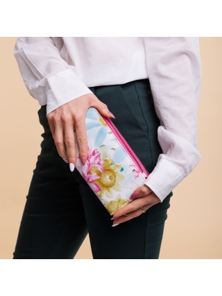 Aксесоари, Дамско портмоне розово с цветя  от еко кожа  Catriona - Kalapod.bg