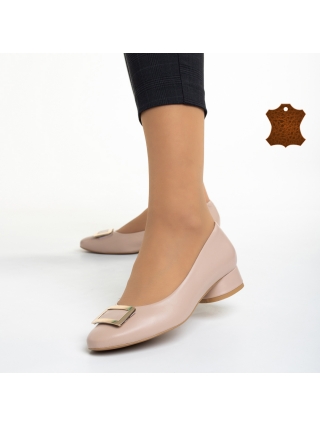 Дамски обувки с ток, Дамски обувки Marco розови  от естествена кожа Jantine - Kalapod.bg