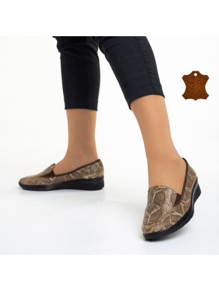 Дамски обувки с ток, Дамски обувки бежови от естествена кожа Liora - Kalapod.bg