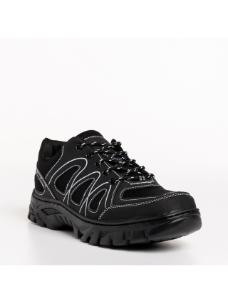 Мъжки спортни обувки, Мъжки спортни обувки черни  от еко кожа и текстилен материал  Devin - Kalapod.bg