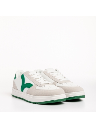 Big size, Дамски спортни обувки  бели със зелено от еко кожа  Criseida - Kalapod.bg