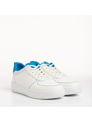 Дамски спортни обувки, Дамски спортни обувки  бели  със синьо от еко кожа  Amista - Kalapod.bg