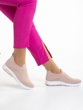 Дамски спортни обувки, Дамски спортни обувки  розови  от текстилен материал  April - Kalapod.bg