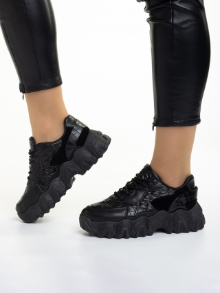 Дамски спортни обувки, Дамски спортни обувки  черни  от еко кожа Lilyana - Kalapod.bg