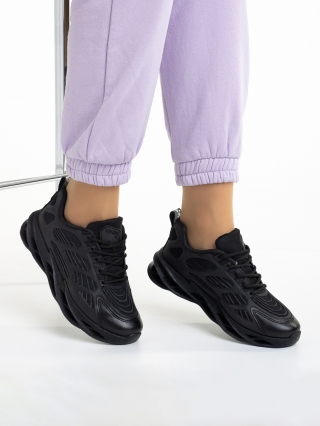 Дамски спортни обувки, Дамски спортни обувки  черни  от еко кожа и текстилен материал  Alora - Kalapod.bg