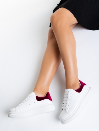 Дамски спортни обувки, Дамски спортни обувки бели с грена от еко кожа  Manola - Kalapod.bg