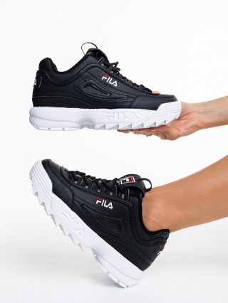 Дамски спортни обувки  Fila черни с бяло от еко кожа  Disruptor V1 Premium - Kalapod.bg