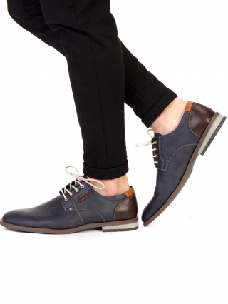 Мъжки стилни обувки, Мъжки обувки Vicker тъмно сини - Kalapod.bg