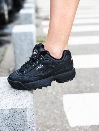 Дамски спортни обувки, Дамски спортни обувки  Fila черни от еко кожа  Disruptor V1 Premium - Kalapod.bg