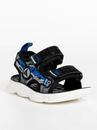 Обувки за деца, Детски сандали черни  със синьо от текстилен материал  Tihana - Kalapod.bg