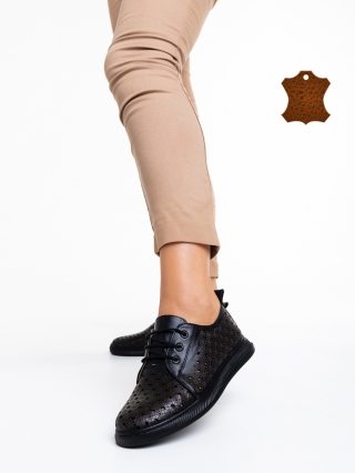 Дамски обувки с ток, Дамски ежедневни обувки  черни  от естествена кожа  Toini - Kalapod.bg