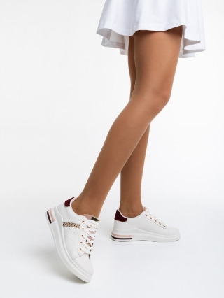 Дамски спортни обувки, Дамски спортни обувки бели с грена от еко кожа Sarena - Kalapod.bg