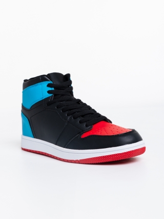 Мъжки спортни обувки, Дамски спортни обувки черни с червено и синьо от еко кожа Bastian - Kalapod.bg