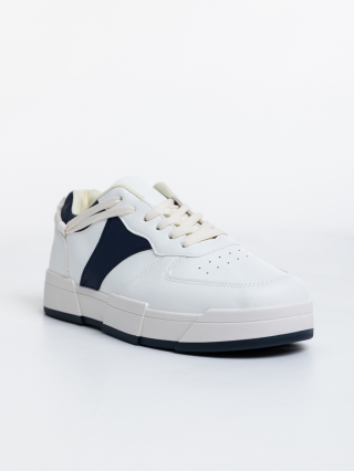 Мъжки спортни обувки, Мъжки Спортни Обувки бели с тъмно синьо от еко кожа Verdell - Kalapod.bg