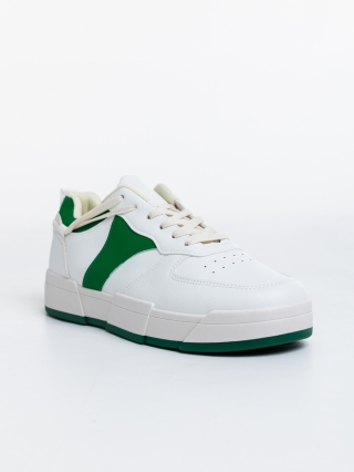 Мъжки спортни обувки, Мъжки Спортни Обувки бели със зелено от еко кожа Verdell - Kalapod.bg