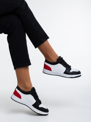 Обувки Дама, Дамски спортни обувки черни с червено от еко кожа Tatyanna - Kalapod.bg