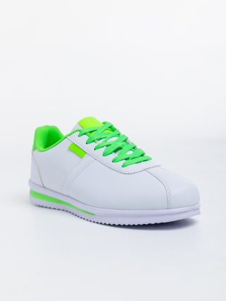Мъжки обувки, Мъжки спортни обувки бели с зелено от еко кожа Miguel - Kalapod.bg